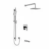Riobel Equinox Modern Type T/P (Thermostatic/Pressure Balance) 1/2 Inch Coaxial 3-Way System With Hand Shower Rail 8" Shower Head And Spout- Chrome