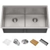 Kraus Kore Workstation 33" X 19" Undermount 16 Gauge Stainless Steel 50/50 Double Bowl Kitchen Sink
