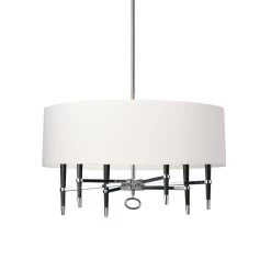 Dainolite 6 Light Incandescent Chandelier, Polished Chrome, White Shade
