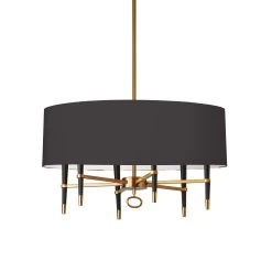 Dainolite 6 Light Incandescent Chandelier, Vintage Bronze, Black Shade