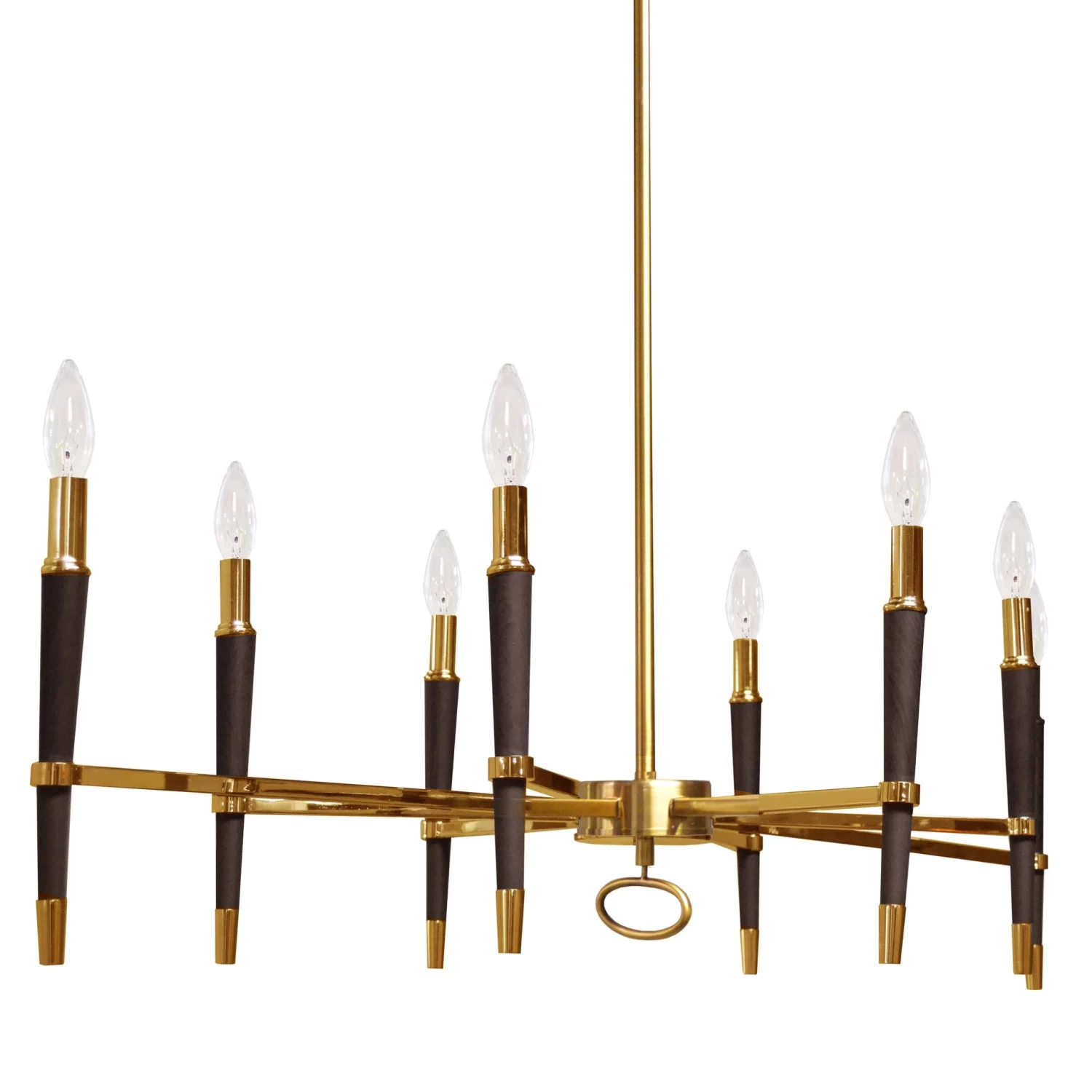 Dainolite 8 Light Incandescent Horizontal Chandelier, Vintage Bronze Finish, Black Shade