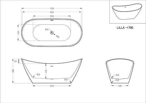 Kodaen Lilia One Piece Freestanding Bathtub - Image 5