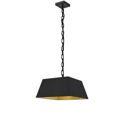 Dainolite 1 Light Small Black Milano Pendant Black/Gold Shade