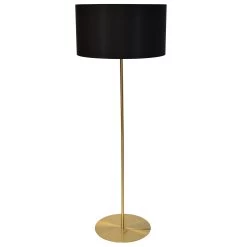 Dainolite 1 Light Drum Floor Lamp With Black Shade Aged Brass