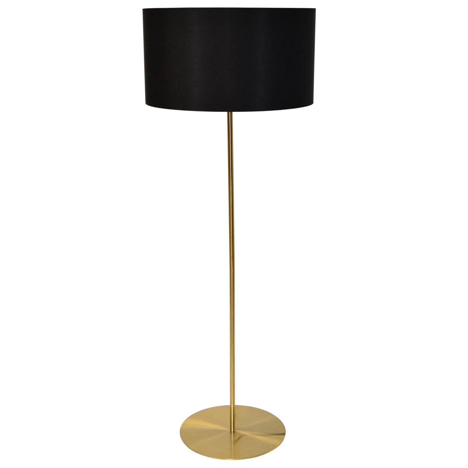 Dainolite 1 Light Drum Floor Lamp With Black Shade Aged Brass