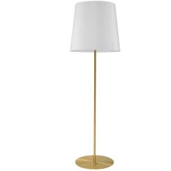Dainolite 1 Light Aged Brass Floor Lamp W/ White Drum Shade