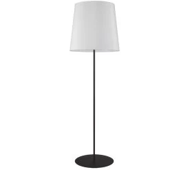 Dainolite 1 Light Black Floor Lamp W/ White Drum Shade