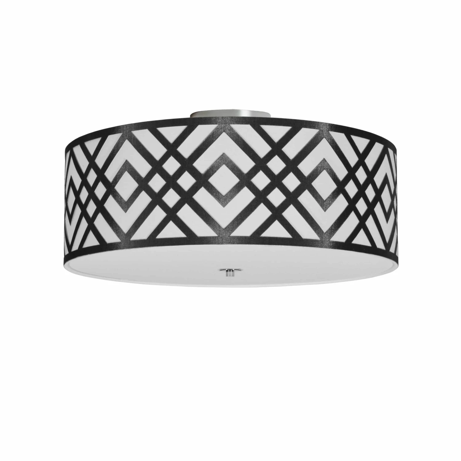 Dainolite 4 Light Flush Mount, Polished Chrome Finish, Black/White Shade