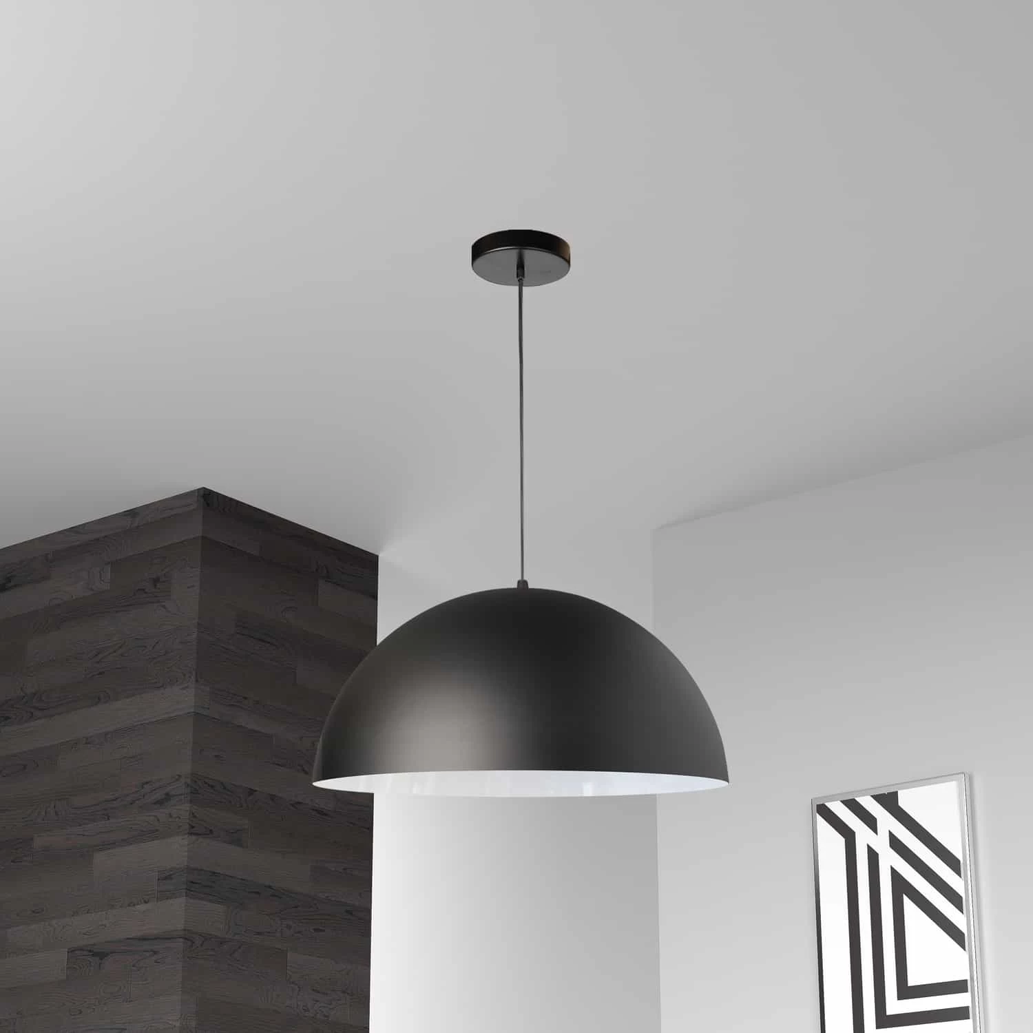 Dainolite 1 Light Incandescent Small Dome Pendant, Matte Black - Image 2