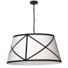 Dainolite 1 Light Incandescent Pendant, Matte Black W/ Black & White Shade