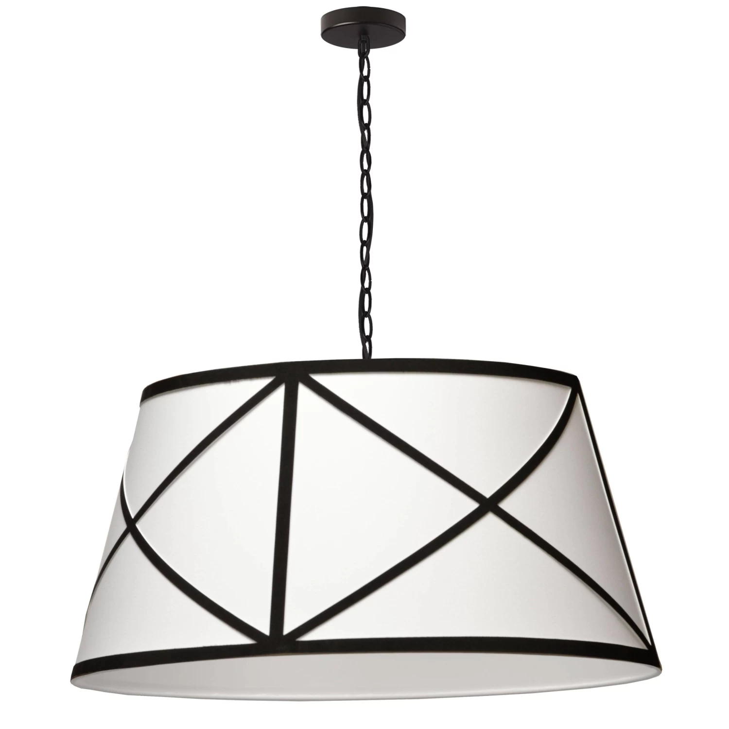 Dainolite 1 Light Incandescent Pendant, Matte Black W/ Black & White Shade