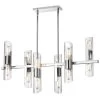 Dainolite 12 Light Horizontal Polished Chrome Chandelier W/ Clear Fluted Glass