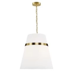 Dainolite 3 Light Incandescent Aged Brass Pendant W/ White Shade