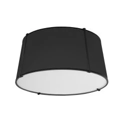 Dainolite 3 Light Trapezoid FlushMount Black Shade W/ White Fabric Diffuser