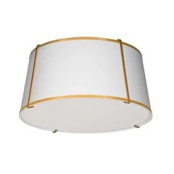 Dainolite 3 Light Trapezoid Flush Mount Gold Frame And White Shade