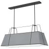 Dainolite 4 Light Horizontal Chandelier Black/Grey Shade W/ White Fabric Diffuser