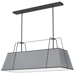 Dainolite 4 Light Horizontal Chandelier Black/Grey Shade W/ White Fabric Diffuser