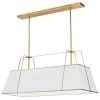 Dainolite 4 Light Horizontal Chandelier Gold/White Shade W/ White Fabric Diffuser