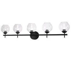 Dainolite 5 Light Halogen Matte Black Vanity W/ Clear Glass