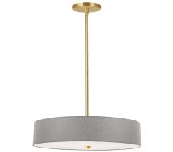 Dainolite 4 Light Incandescent Pendant Aged Brass With Grey Shade