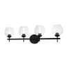 Dainolite 4 Light Halogen Matte Black Vanity W/ Clear Glass