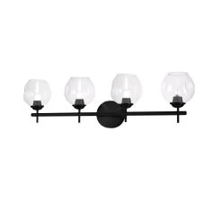 Dainolite 4 Light Halogen Matte Black Vanity W/ Clear Glass