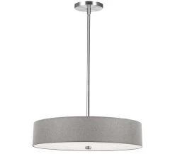 Dainolite 4 Light Incandescent Pendant Polished Chrome With Grey Shade
