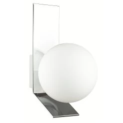 Dainolite 1 Light Halogen Wall Sconce, Polished Chrome W/ Opal White Glass