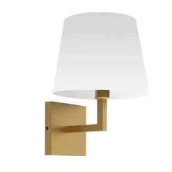Dainolite 1 Light Incandescent Wall Sconce, Aged Brass W/ White Shade