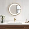 Kalia - Effect LED Illuminated Round Mirror With Frosted Strip, Brushed Gold Frame And Touch-switch For Color Temperature Control 24" X 1⅝"