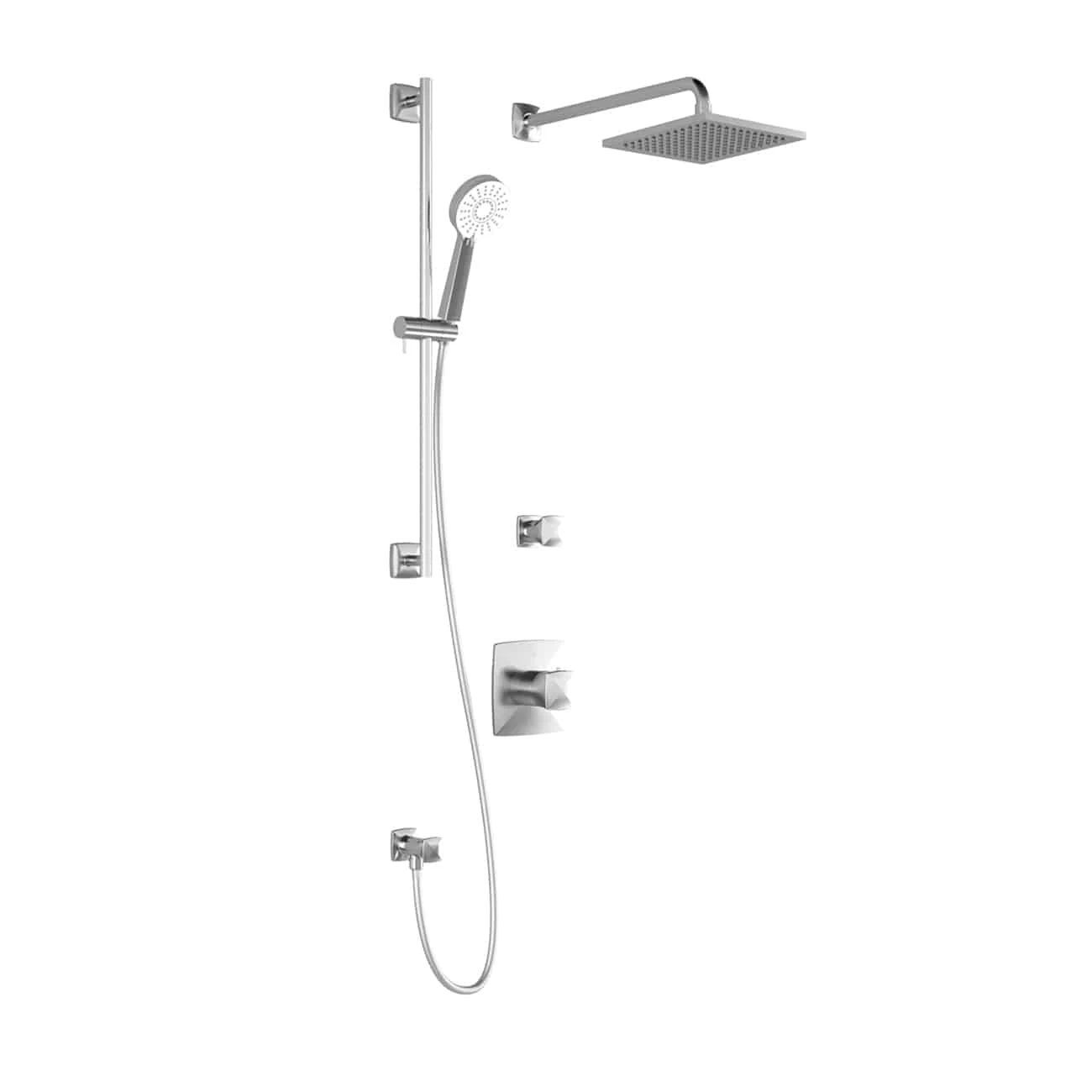 Kalia UMANI T2 (Valves Not Included) AQUATONIK T/P Shower Kit System With Wall Arm And 8" Square Rain Shower Head- Chrome