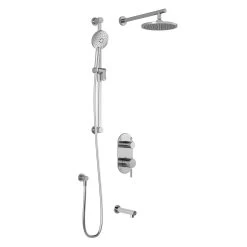 Kalia PRECISO TD3 : AQUATONIK T/P With Diverter Shower System With 9" Round Shower Head And Hand Shower With Wall Arm -Chrome