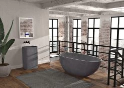 Slik Portfolio Bath Cimento Concrete Matte Grey 67" X 33.25"
