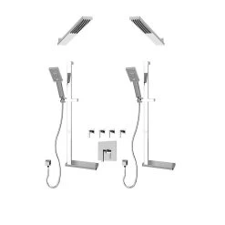 Rubi Jawa 3/4 Inch Dual Thermostatic Shower Kit With Wall-mounted Solid Brass Shower Head - Chrome