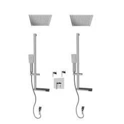 Rubi Jawa 3/4 Inch Dual Thermostatic Shower Kit With 10" Built-in Shower Head - Chrome