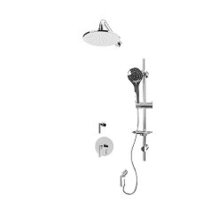Rubi 3/4 Inch Thermostatic Shower Kit With 8" Round Wall Mount Shower Head - Chrome