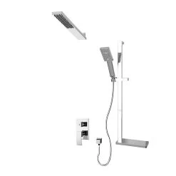 Rubi Pressure Balanced Shower Kit With Straight Wall Mounted Shower Head And Square Hand Shower - Chrome