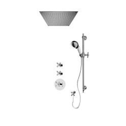 Rubi Jade 3/4 Inch Thermostatic Shower Kit With Built In 18" Shower Head And Hand Shower - Chrome