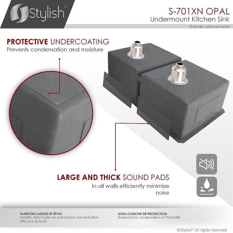 Stylish 32" X 18" Graphite Black Double Bowl Undermount Stainless Steel Kitchen Sink With Grids And Basket Strainers Opal - Image 2