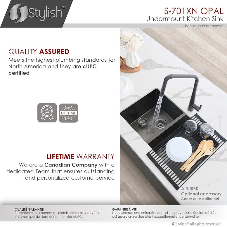 Stylish 32" X 18" Graphite Black Double Bowl Undermount Stainless Steel Kitchen Sink With Grids And Basket Strainers Opal - Image 3