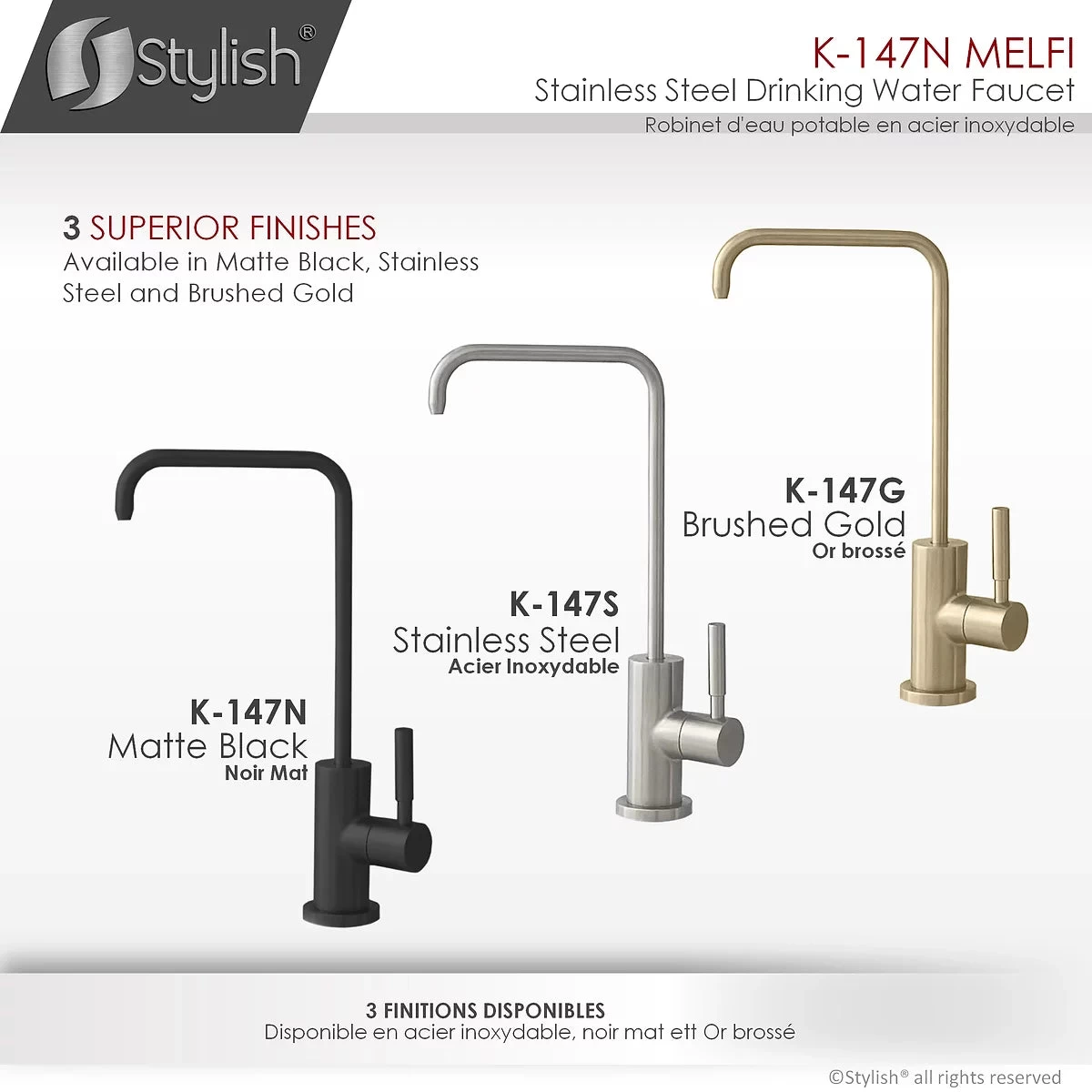 Stylish Melfi Single Handle Cold Water Tap - Stainless Steel Matte Black Finish K-147N - Image 8
