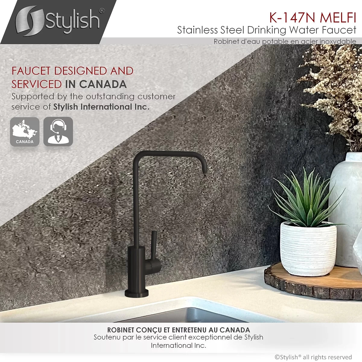 Stylish Melfi Single Handle Cold Water Tap - Stainless Steel Matte Black Finish K-147N - Image 9