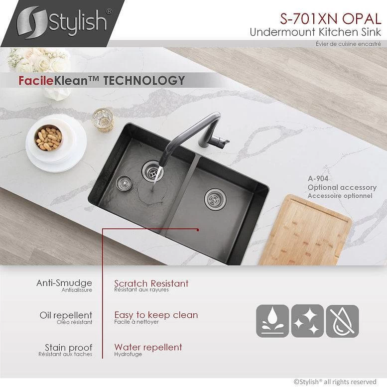 Stylish 32" X 18" Graphite Black Double Bowl Undermount Stainless Steel Kitchen Sink With Grids And Basket Strainers Opal - Image 15