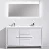 Kube Bath Dolce 60" Double Sink Floor Mount Bathroom Vanity With White Quartz Countertop With 2 Doors And 3 Drawers AD660D