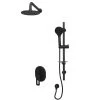 Rubi Myrto Pressure Balanced Shower Kit With Round Wall Mount Shower Head- Matte Black