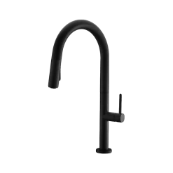 Stylish Catania 17.25" Kitchen Faucet Single Handle Pull Down Dual Mode Lead Free Matte Black Finish K-141N
