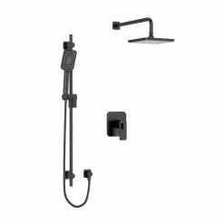 Riobel Equinox Modern Shower Set With 8" Square Wall Mount Rain Shower Head Black