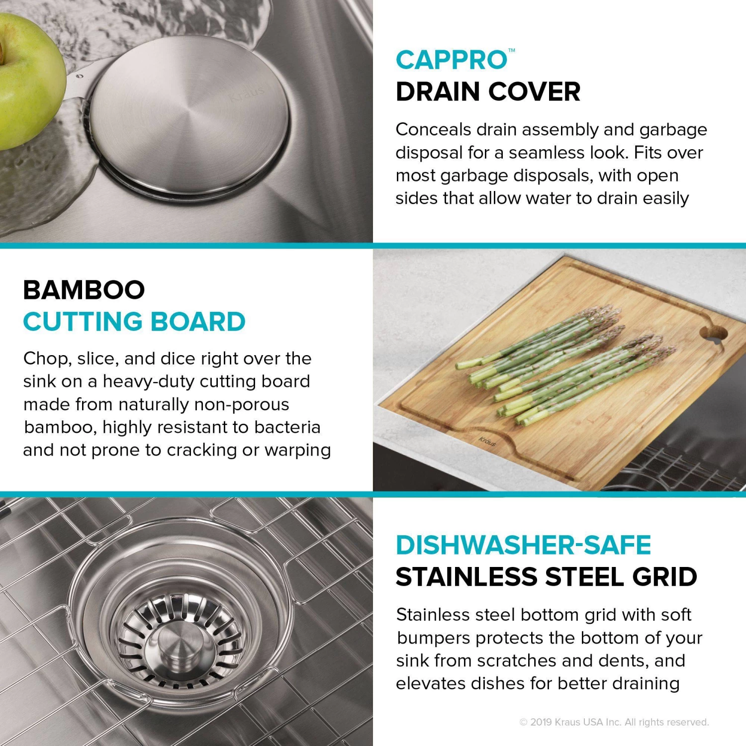 Kraus Kore Workstation 33" X 19" Undermount 16 Gauge Stainless Steel 50/50 Double Bowl Kitchen Sink - Image 12