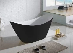 Kube Bath 67.5" X 29.5" X 22.5" Luna Black And White Free Standing Bathtub