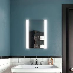 Kalia ACCENT Rect. LED Lighting Mirror 18" X 26" With Vertical Frosted Acrylic Strips And 2-Tones Touch Switch